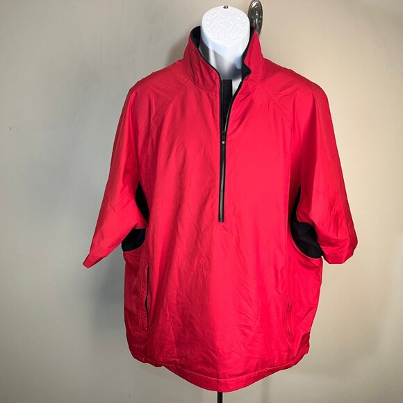 FootJoy FJ Men's red wtih black trim short sleeve DryJoys jacket shirt Large L - Picture 3 of 7